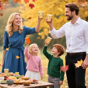 Gobelets à café jetables écologiques en PET/PLA pour Thanksgiving, 8 oz, assortiment de feuilles d'érable, récolte, vacances, boissons froides, thé, boissons - Product Image 1