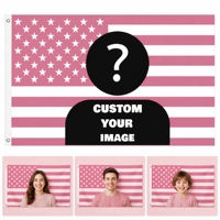 Bannière drapeau américain rose simple ou double face personnalisée 2026 en gros avec image, logo ou photo pour la décoration intérieure