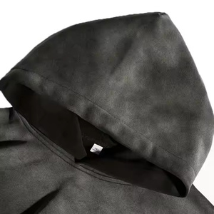 Nuevo estilo Rhinestone logotipo personalizado Sudadera con capucha polar francés Terry algodón Vintage desgastado gradiente ácido lavado Sudadera con capucha para hombre - Product Image 3