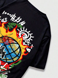 T-shirt imprimé vintage lavé à l'acide pour hommes 100% impression numérique en coton doux fabriqué au Pakistan produit tendance - Product Image 2