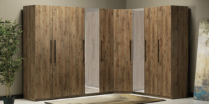 Armoire pliante moderne à 3 portes à charnières, couleur noyer, dressing, chambre à coucher, meubles pour appartement et hôtel - Product Image 2