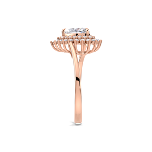IGI Certified Heart Cut Lab Grown Double Halo Diamond Engagement & Wedding <b>Ring</b> in 9K Yellow / White & Rose Gold - Product Image 3