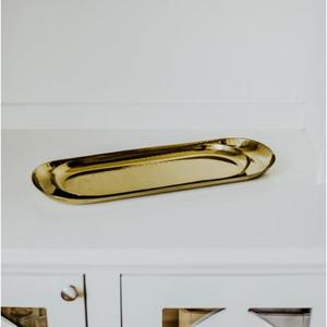 Ensemble de 2 plateaux de service en acier inoxydable au design antique de qualité supérieure avec une forme et une taille personnalisées polies dorées au prix de vente - Product Image 1