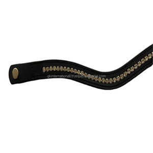 Top tendance, nouveau design, cristaux dorés, strass, chaîne bling, canal vide, bande de sourcils de cheval en cuir, épi complet, grande taille - Product Image 1