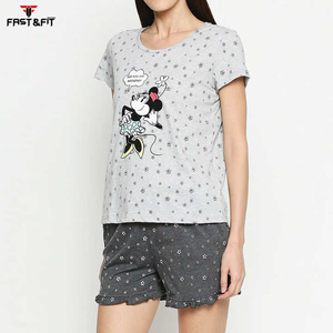 2025 Custom Design Comfortable Contrast Color Wholesale Breathable Women T Shirt and <b>Short</b> <b>Set</b> - Product Image 4