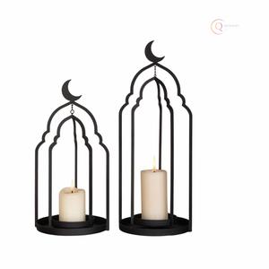Lanterne porte-bougie en métal de style vintage pour le Ramadan |   Lanterne décorative imperméable et durable pour intérieur rustique, traditionnel et moderne - Product Image 1