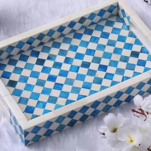 Bandeja de incrustaciones de hueso natural artesanal, vajilla decorativa de lujo para hogares modernos, espacios de comedor y colecciones de regalos - Product Image 1