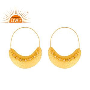 Latest Trending Sterling Silver 18K <b>Gold</b> Plated Natural Pearl <b>Set</b> Chandbali Earring Demi Fine Jewelry Manufacturer - Product Image 1