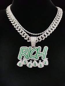 New Luxury Stylish Hip Hop Custom Name Pedant Chains Unisex ETA <b>Waterproof</b> Quartz <b>Watch</b> with Diamond Iced Pointer Dial Bulk Buy - Product Image 1