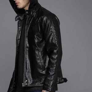 Sweat à capuche en cuir pour homme avec poche latérale, design personnalisé, fabricant en gros, imperméable et respirant - Product Image 3