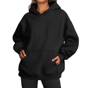 Pull à capuche pour femmes, logo personnalisé, sweat à capuche d'hiver décontracté avec design uni, vente en gros - Product Image 4