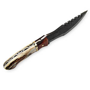Cuchillo de Supervivencia de Acero de Damasco Premium, Cuchillo de Campamento para Actividades al Aire Libre, Hecho a Mano con Mango de Madera - Product Image 4