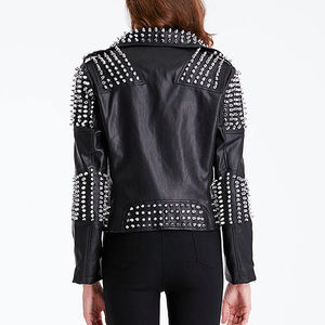 Precios bajos, ropa informal de talla grande, chaqueta con tachuelas de cuero de moda genuina/chaqueta con tachuelas transpirable hecha a medida de diferentes colores - Product Image 2