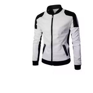 Nueva llegada de la chaqueta de invierno de los hombres de color sólido de cuero de la PU con el cuello del soporte de moda de piel de oveja para actividades al aire libre - Product Image 2