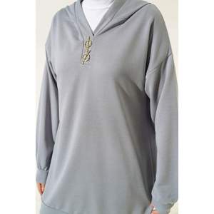 ชุด2ชิ้นมีฮู้ดตราโลหะสีเทา - Product Image 2