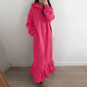 Nouvelle mode de sweats à capuche robe femmes décontracté solide à manches longues robes maxi vêtements d'hiver chauds - Product Image 2