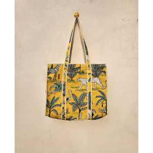 Bolso de mano acolchado de algodón 100% hecho a mano, bolso de hombro térmico con cremallera estampada en la jungla para mujer, cadenas portátiles a rayas suaves - Product Image 1