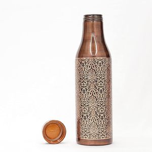 AALIYAN IMPEX Botella de agua de cobre y plata pura hecha a mano de 950ML a prueba de fugas sin juntas de beneficio de salud Ayurveda con descuento - Product Image 5