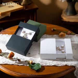 WEIMEI Eco Friendly Custom Logo Recyclable Drawer Jewelry <b>Box</b> <b>Gift</b> Ring Earrings Paper <b>Box</b> Portable Texture Packaging <b>Gift</b> <b>Box</b> - Product Image 1