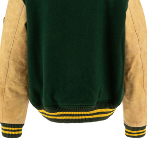 Blouson vert B2B Blouson universitaire baseball couleurs et logos personnalisés Blouson universitaire chaud Letterman à manches en cuir pour hommes et femmes - Product Image 5