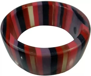Nuevo Brazalete de Resina Cerámica con Diseño Geométrico y Rayas Azules, Negras y Blancas, Unisex, Clásico, Elegante y Moderno para Mujer - Product Image 3