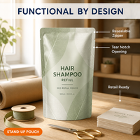 Sachet Doypack Personnalisé en Gros, Écologique, Imprimé, pour Recharge de Shampoing, Emballage pour Marques de Soins Capillaires