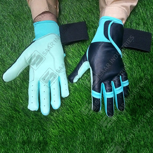Nouvel arrivage de gants de baseball en cuir de meilleure qualité de couleur noir et vert menthe, nouvelle conception, gants en cuir de batteur à manchette longue - Product Image 4