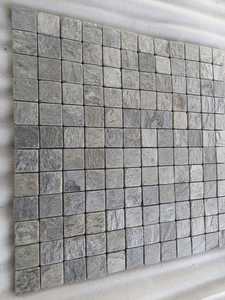 Mosaïque murale en quartzite argentée et brillante Carreaux d'ardoise naturelle de style classique moderne pour la salle de bain et le salon de l'hôtel Conception de la face fendue - Product Image 5
