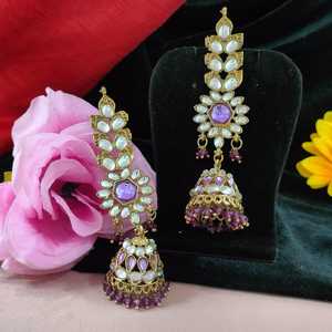 Leaf Kundan Jhumki La elegancia inspirada en la naturaleza y la artesanía tradicional complementa los trajes tradicionales y contemporáneos - Product Image 2