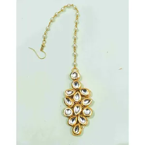 ชุดสร้อยคอทองคำชุบแบบ Kundan Meenakari ลายดอกไม้ สำหรับงานแต่งงานเจ้าสาว ประดับมุก เพชร และพลอยหลัก เป็นของขวัญสุดหรู - Product Image 4