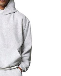 Conjunto Deportivo Informal de Invierno para Hombre, Sudadera con Capucha de Felpa Gris Ceniza Claro y Pantalones Jogger de Corte Holgado, Sudadera con Capucha Informal, Pantalones Deportivos - Product Image 2