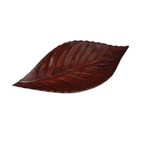 Décoration de table de cuisine et de salle à manger Plateau de service en bois en forme de feuille en bois de manguier Plateau de rangement rustique pour collations Dessert Fruits et pains