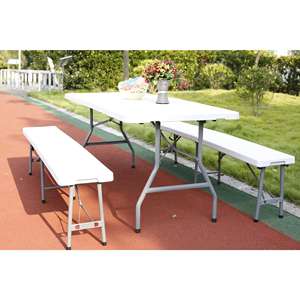 โต๊ะพับกลางแจ้งโพลีเอทิลีนสำหรับใช้ในบ้าน ขนาด 200x90x74 ซม. เฟอร์นิเจอร์บ้านที่สะดวกสบาย - Product Image 3