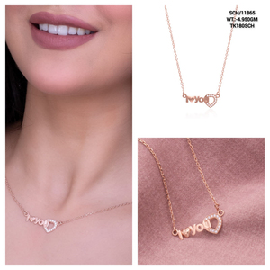 Pendentif moderne en argent massif 925 avec chaîne de 18 pouces «Je t'aime», collier cadeau de Noël tendance pour demoiselles d'honneur, mariage - Product Image 3