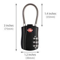 Câble de haute qualité TSA 3 cadenas à combinaison numérique cadenas de voyage approuvé par la TSA