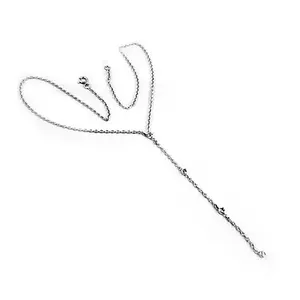 14K Gold Dainty <b>Necklace</b> for Women Trendy Silver <b>Y</b>-<b>Necklace</b> Classic Religious Ball Pattern Featuring Diamond Pearl for Wedding - Product Image 1