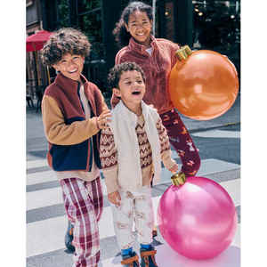 Veste d'extérieur pour enfants zippée en Sherpa marron avec design Colorblock - Product Image 3