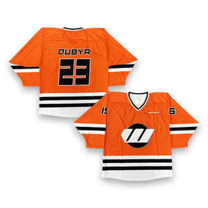 Ensemble de maillots de hockey unisexe personnalisés avec logo brodé en twill, conception OEM, uniforme d'équipe, vêtements de sport imprimés, 100 % polyester, séchage rapide - Product Image 4