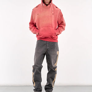 OEM ácido lavado Vintage lavado Sun Faded sudaderas con capucha en blanco básicos algodón mezclado Sudadera con capucha hombres Boxy Fit Oversized Cropped Pullover - Product Image 6