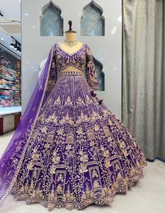 Lehenga Choli Traditionnel Élégant de Qualité Supérieure en Tulle Doux, Style Indien et Pakistanais, pour Fêtes, avec Broderie de Paillettes, Cancan et Patta en Toile, Idéal pour l'Été - Product Image 1
