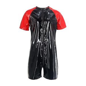 Combinaison en cuir pour homme élégante à manches longues, combinaison moulante une pièce, coupe moderne, vêtements d'hiver, performance scénique, vie nocturne, streetwear - Product Image 2