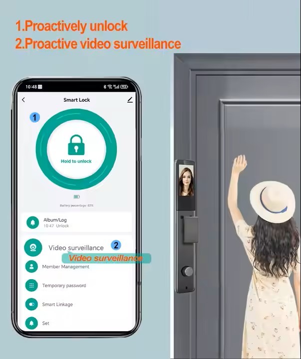 New Style TUYA Palm Face Recognition Electric Smart Fingerprint Lock with Camera Biometric Smart Lock Door Smart Digital Lock · image 5