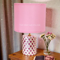 Lampe de table électrique de luxe en nacre, incrustation de coquillages faite à la main, base en bambou, LED E27, éclairage blanc chaud à intensité variable, accent d'éclairage intérieur