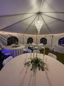 Grand lustre de mariage à 4 niveaux, lustre en faux cristal irisé et perlé, 24 "de large 3 pieds de long, excellente idée pour mariage - Product Image 2