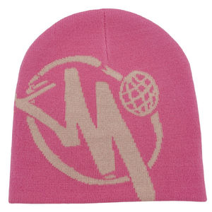 Gorro de punto de diseño al por mayor gorros de invierno con palabras a la moda y logotipo de Jacquard estampado personalizado por todo el gorro - Product Image 2