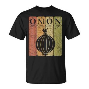 Camiseta retro con elementos de la tabla periódica de los vegetales y el cebolla para agricultores - Product Image 1