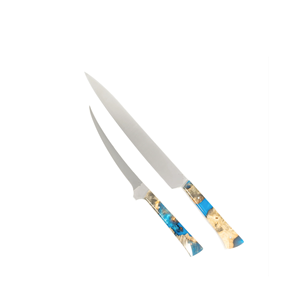 Juego de 2 Cuchillos de Cocina con Mango de Madera y Resina, Diseño de Damasco, con Utensilios de Cocina y Manualidades - Product Image 5