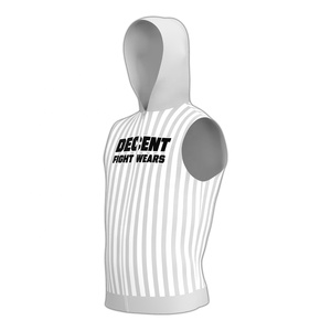 Decent Fight Wears Sleeveless Hoodie Men's Striped Zippered Sweatshirt Casual Breathable Hooded Top Regular Fit Spring Wear - Product Image 2