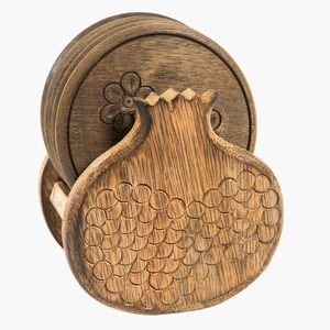 Dessous de verre en bois au design antique en laiton avec support de dessous de verre en bois de forme carrée et ronde - Product Image 6