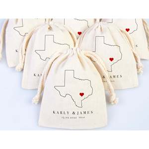 Bolsas de Regalo Personalizadas para Bodas en Texas, Bolsas de Algodón con Nombre o Diseño de Mapa de Texas - Product Image 2